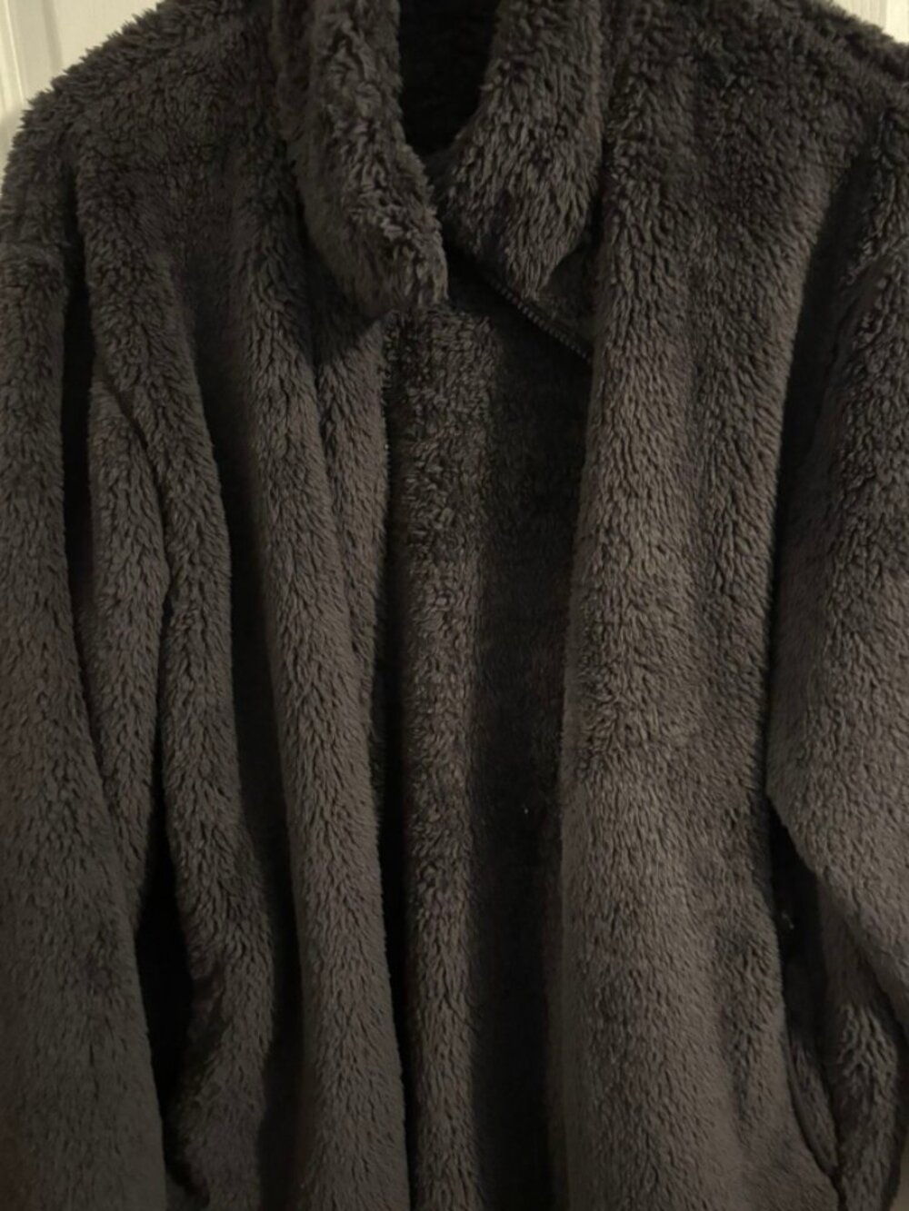 UNIQLO Fluffy Yarn Fleece Full-Zip Jacket, Dark Gray, Size L,